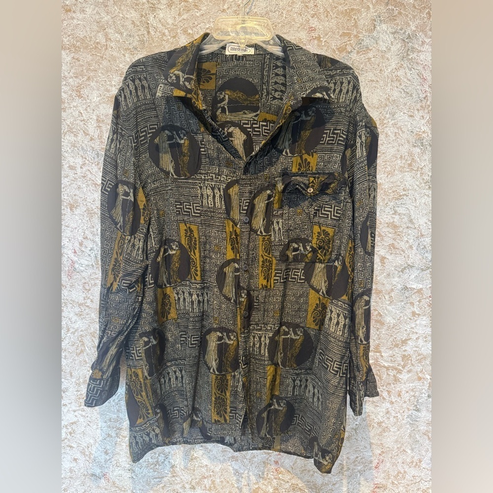 Maestrami Black Gold Patterned Dress Shirt Italy